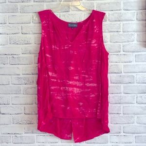 Michael Stars Pink Tie-Dyed Split Bank Tank